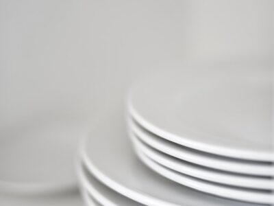 Stack of white ceramic plates